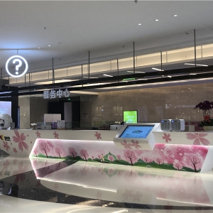 Artificial stone large shaped service desk custom case